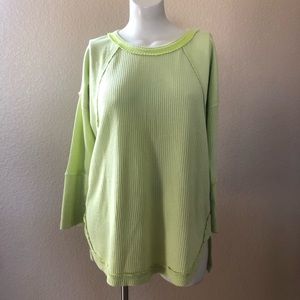 Soft Surroundings Waffle Pullover Sweater Top PM Green New